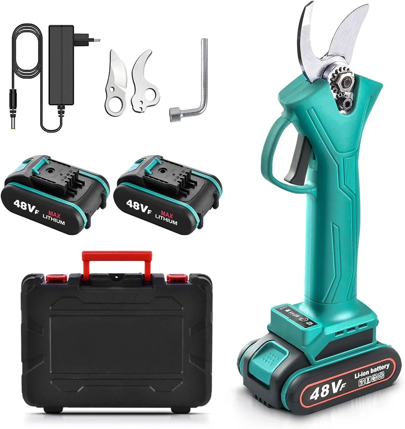 Foarfeca electrica pentru vita de vie si crengi, 2 acumulatori 98VF 5Ah, albastru