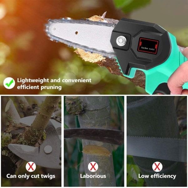 Mini fierastrau electric fara fir, cu lant 6 inch si 2 acumulatori 2000mah, 48V