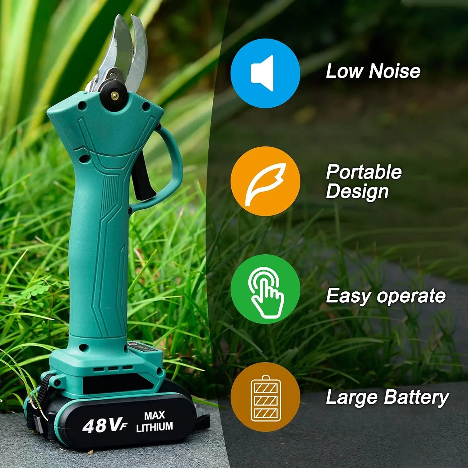 Foarfeca electrica pentru vita de vie si crengi, 2 acumulatori 98VF 5Ah, albastru