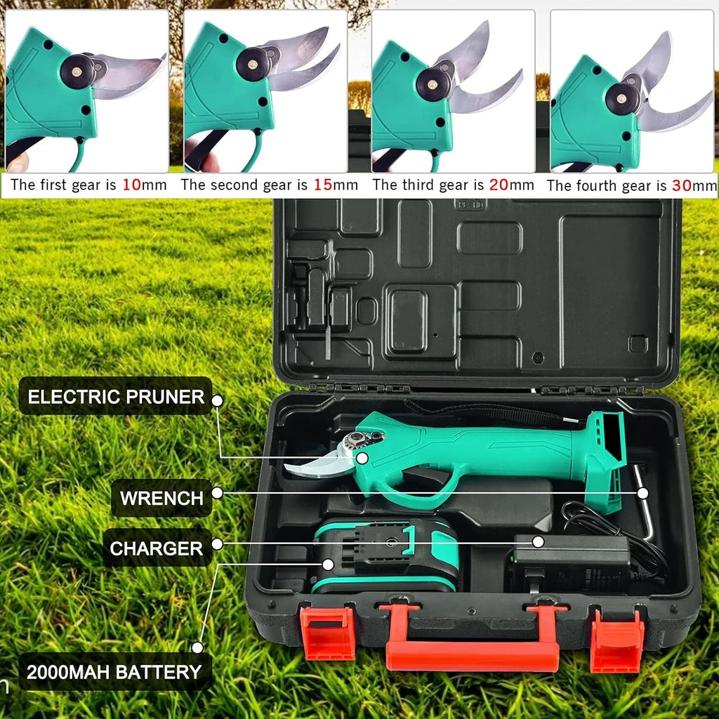 Foarfeca electrica pentru vita de vie si crengi, 2 acumulatori 98VF 5Ah, albastru