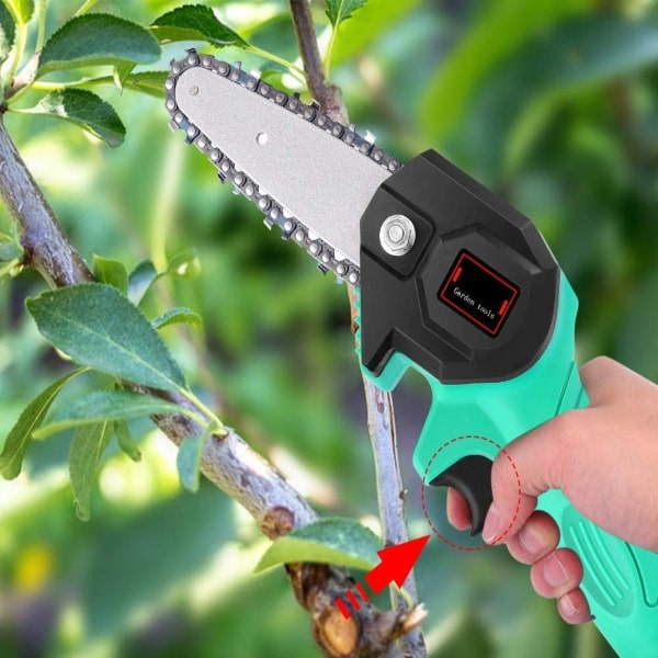 Mini fierastrau electric fara fir, cu lant 6 inch si 2 acumulatori 2000mah, 48V