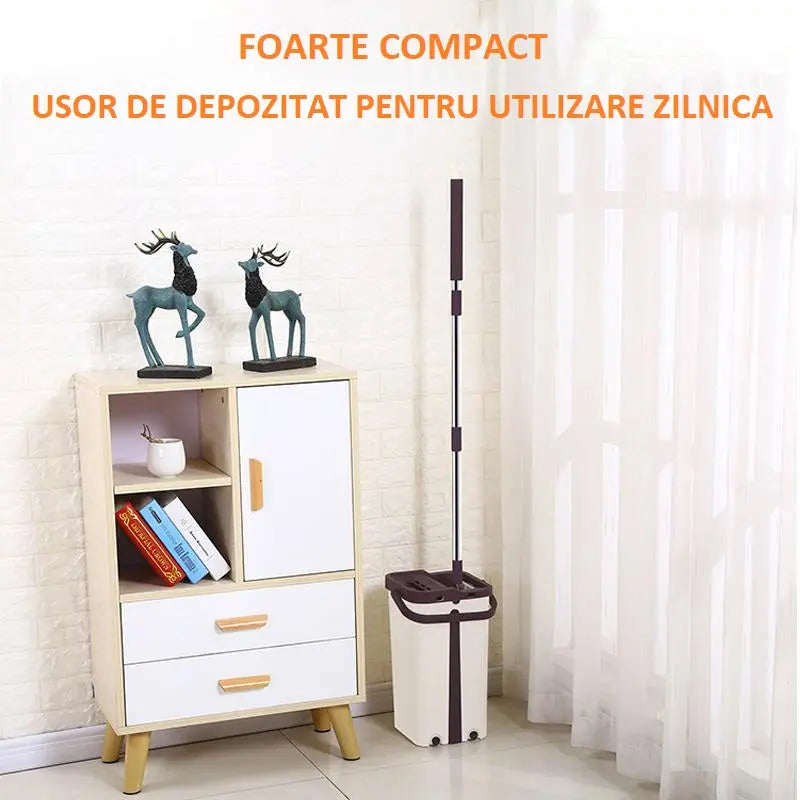 Mop profesional cu doua cuve de spalare si uscare + 2 rezerve cadou