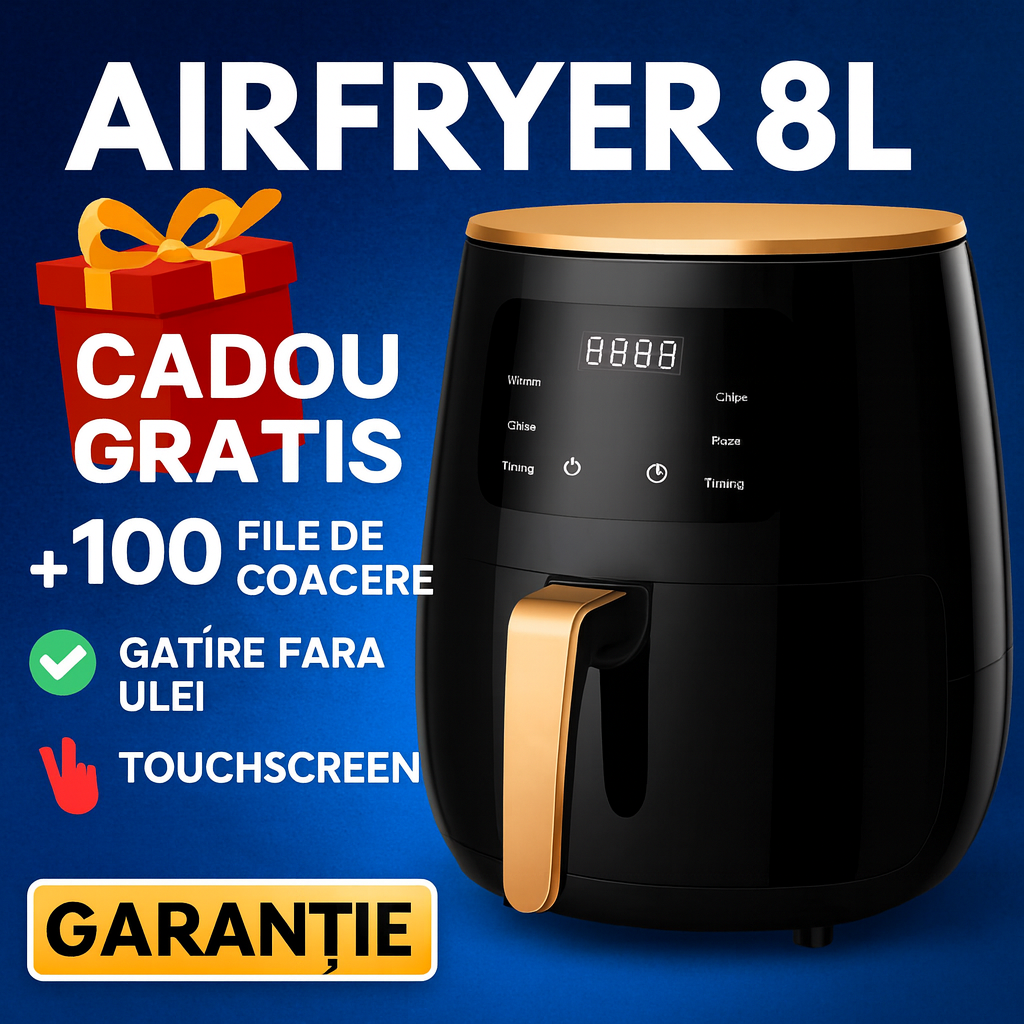 Produs Premium – Friteuza cu aer cald AirFryer 2400W 8 L si 10 L si afisaj digital, LCD Touch control