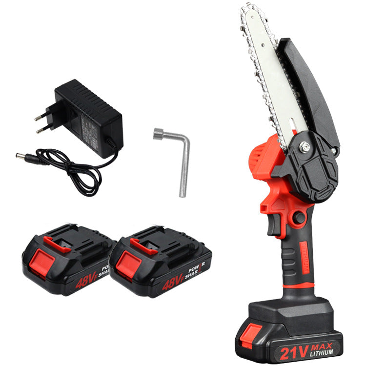 Mini fierastrau electric fara fir, cu lant 6 inch si 2 acumulatori 2000mah, 48V