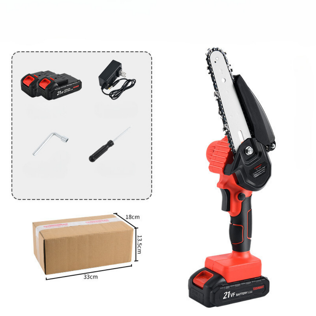 Mini fierastrau electric fara fir, cu lant 6 inch si 2 acumulatori 2000mah, 48V