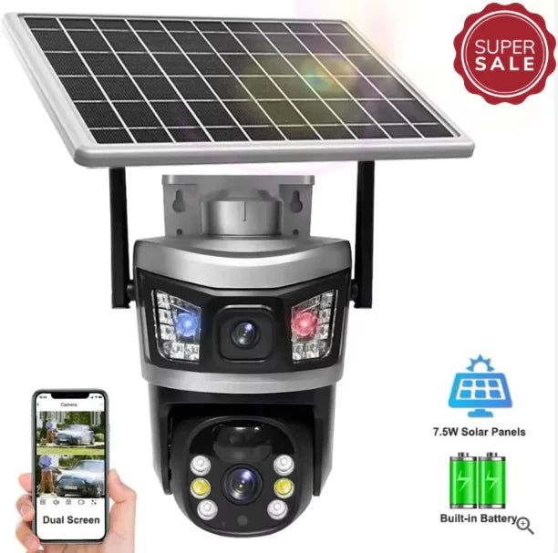 2 CAMERE DUBLE  4G sau WI-FI  SOLARE 8 MP 4K + 2x Card 32GB incluse