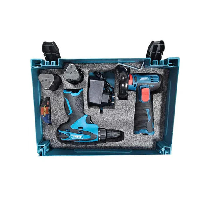 Set Profesional 2 in 1 Bormasina si Mini Polizor cu Accesorii si Acumulatori