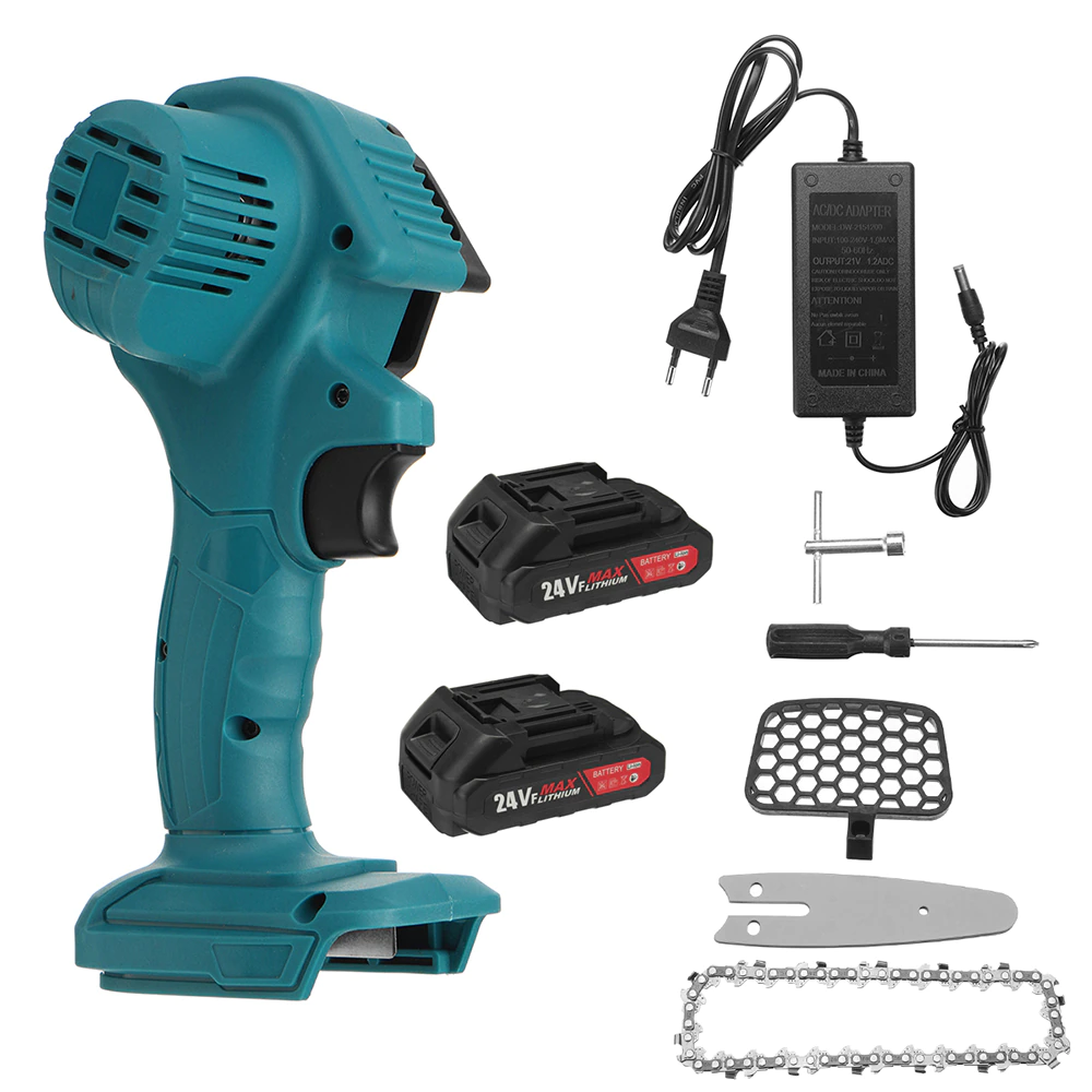 Mini fierastrau electric fara fir, cu lant 6 inch si 2 acumulatori 2000mah, 48V