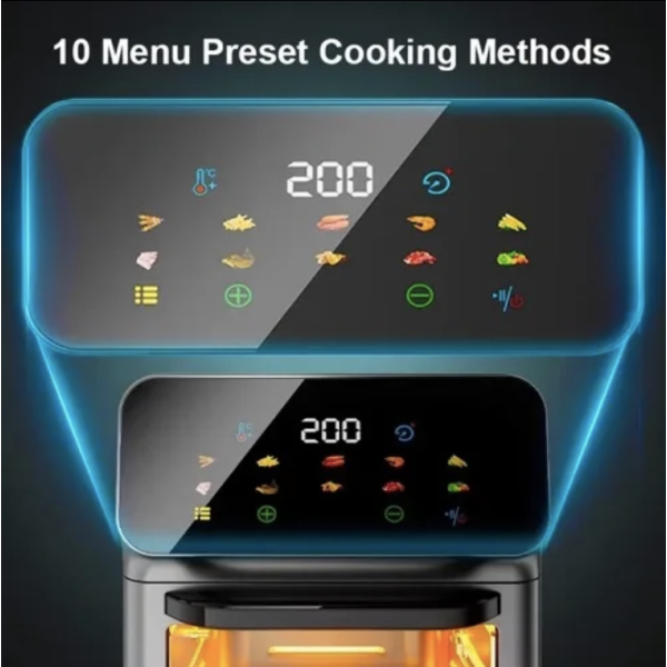 Produs Premium – Friteuza cu aer cald AirFryer 2400W 8 L si 10 L si afisaj digital, LCD Touch control