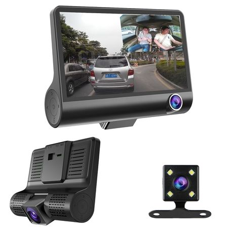 Camera auto tripla Blackbox 3 camere fata spate si interior , ecran inclus